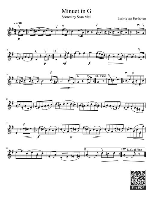 Minuet in G Violin - Ludwig Van Beethoven