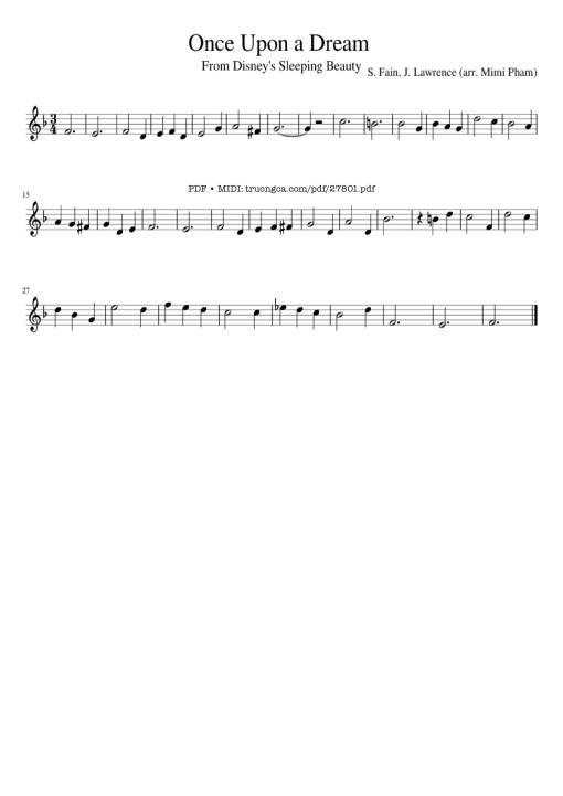 Sheet Music PDF for Once Upon a Dream Violin