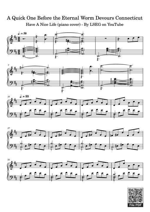 Sheet Music PDF for A Quick One Before the Eternal Worm Devours Connecticut Piano