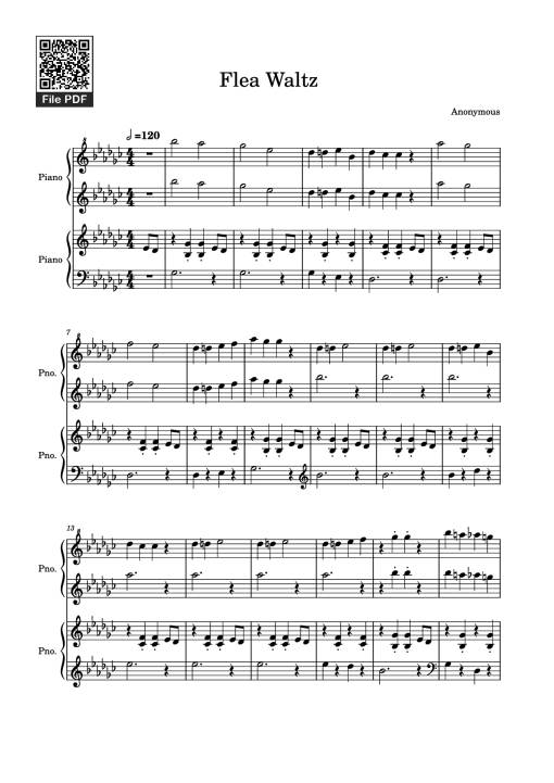 Sheet Music PDF for Flea Waltz Piano