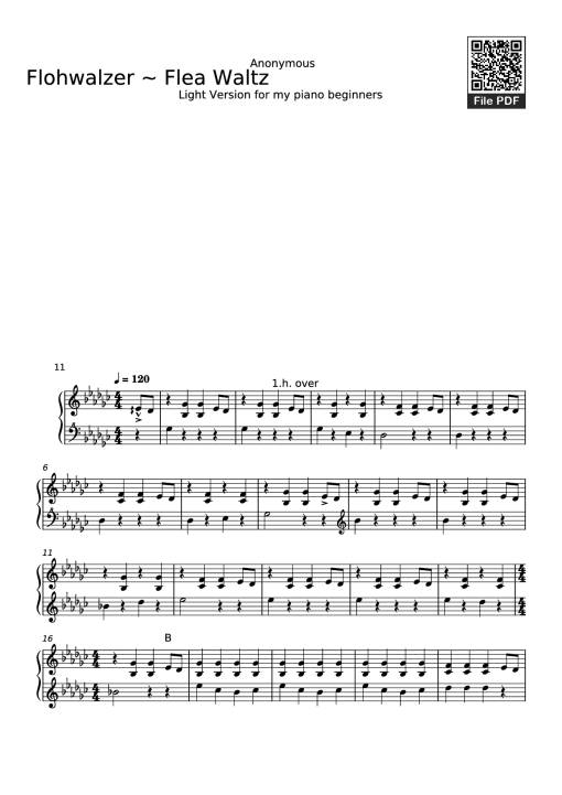 Sheet Music PDF for Flohwalzer ~ Flea Waltz Piano