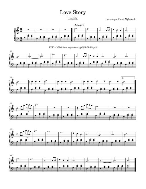 Sheet Music PDF for Love Story Piano