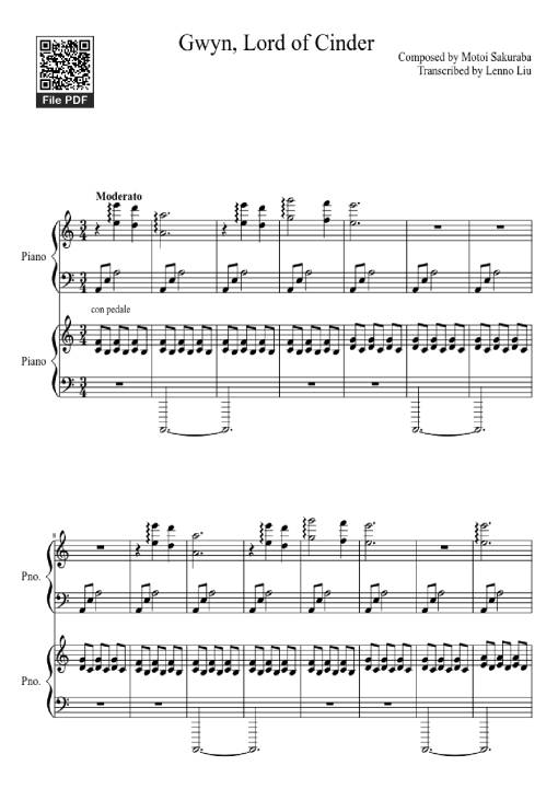 Sheet Music PDF for Gwyn, Lord of Cinder Piano