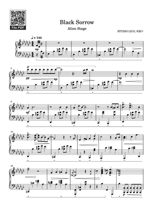 Sheet Music PDF for Black Sorrow Piano