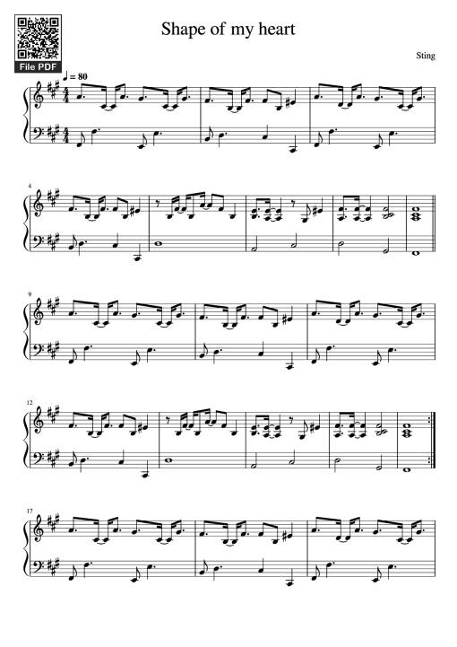 Sheet Music PDF for Shape of my heart Piano