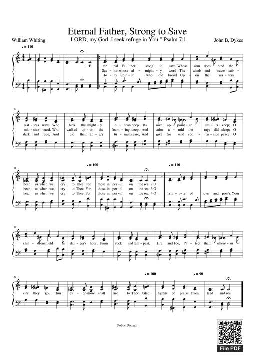 Sheet Music PDF for Eternal Father, Strong to Save