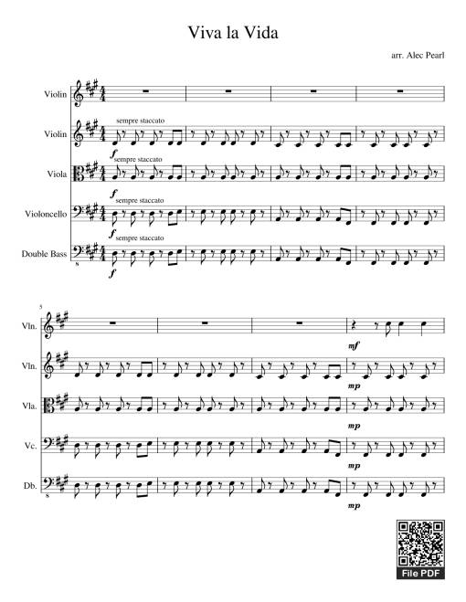Sheet Music PDF for Viva la Vida Violin