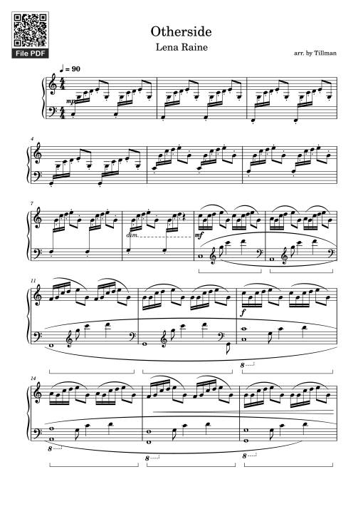 Sheet Music PDF for Otherside Piano