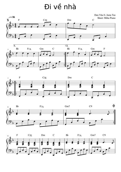 Sheet Music PDF for Đi về nhà Piano