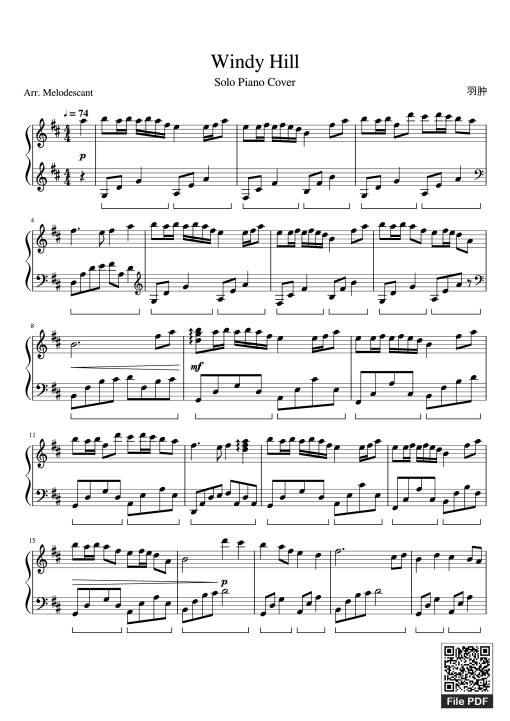 Sheet Music PDF for Windy Hill Piano