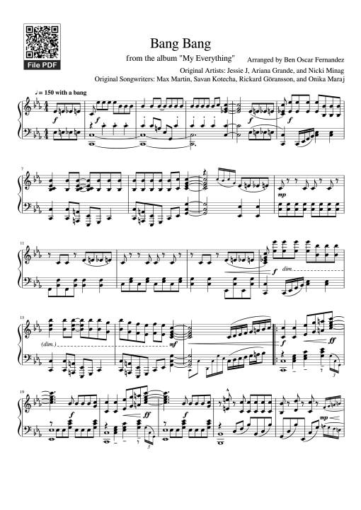 Sheet Music PDF for Bang Bang Piano