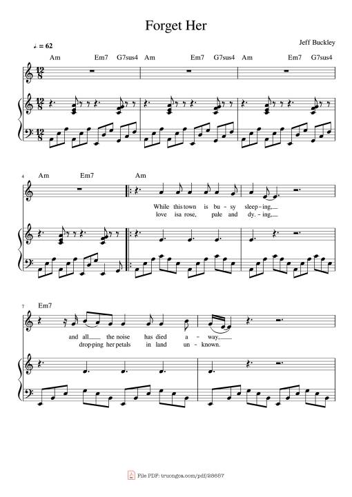 Sheet Music PDF for Forget Her Piano
