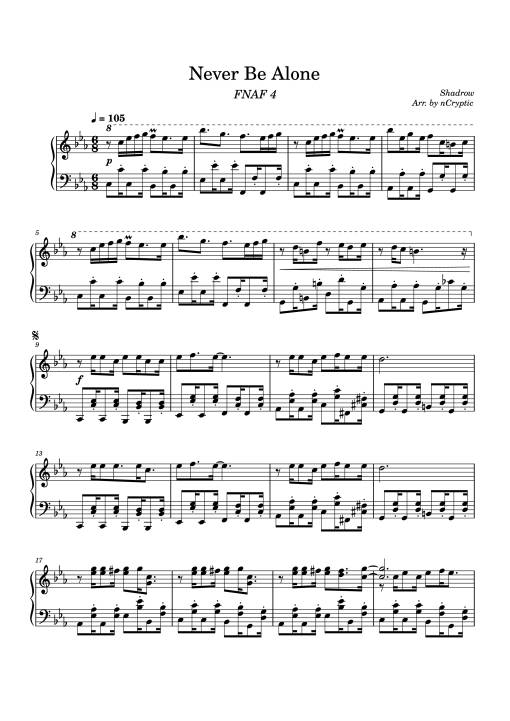 Sheet Music PDF for Never Be Alone Piano