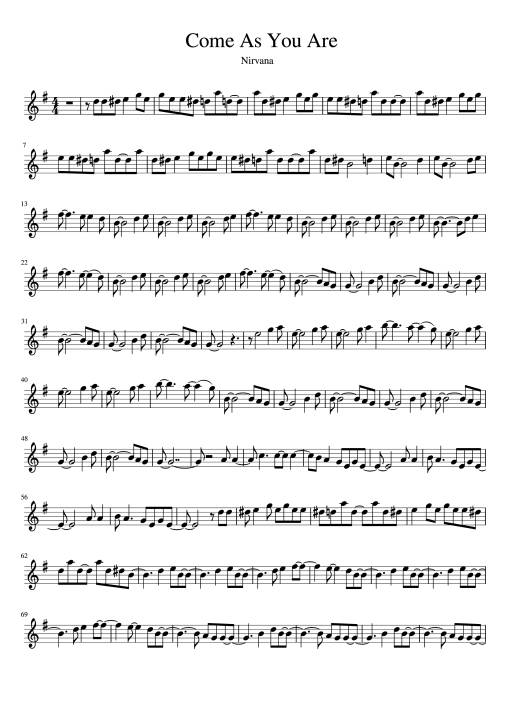Sheet Music PDF for Come As You Are Piano