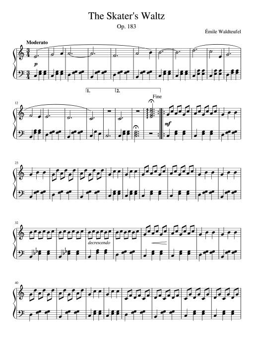 Sheet Music PDF for The Skater's Waltz Piano