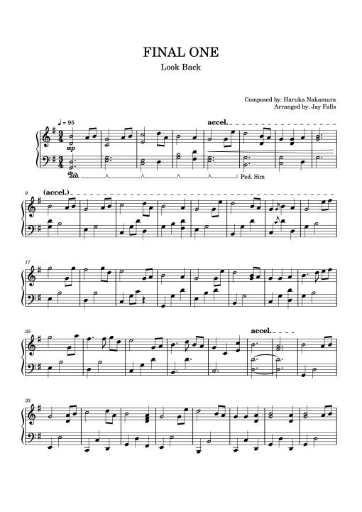 Sheet Music PDF for FINAL ONE Piano