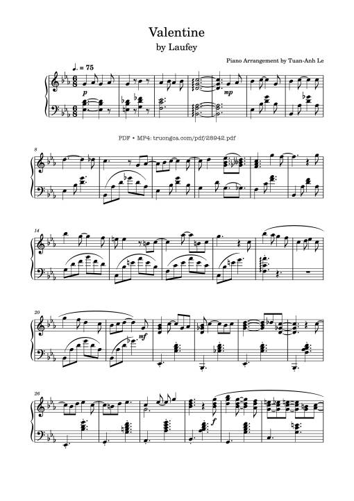 Sheet Music PDF for Valentine - Laufey sheet Piano