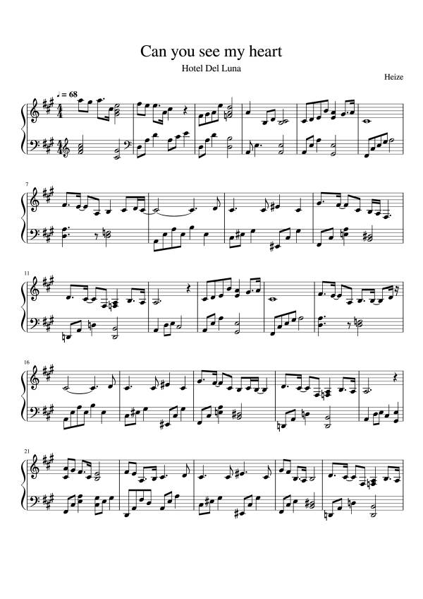 Sheet Music PDF for Can you see my heart Piano
