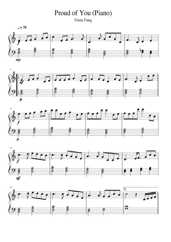 Sheet Music PDF for Proud of You (Piano)
