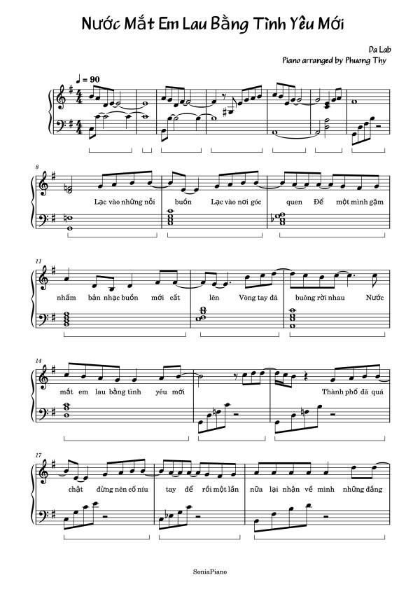 Sheet Music PDF for Nước Mắt Em Lau Bằng Tình Yêu Mới Piano