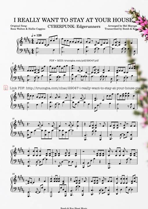 I Really Want to Stay At Your House Piano