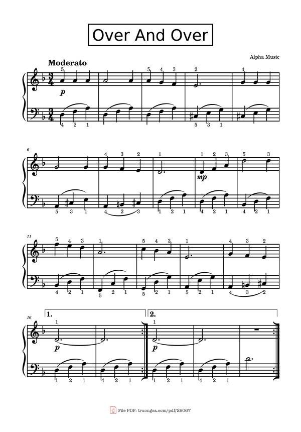 Over And Over Piano Easy