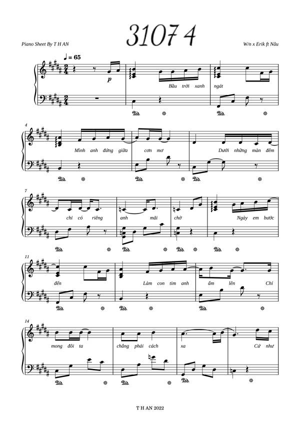 Sheet Music PDF for 3107-4 W/n ft Erik, Nâu Piano