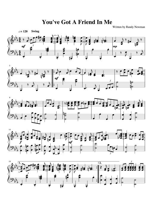 Sheet Music PDF for You've Got A Friend In Me Piano