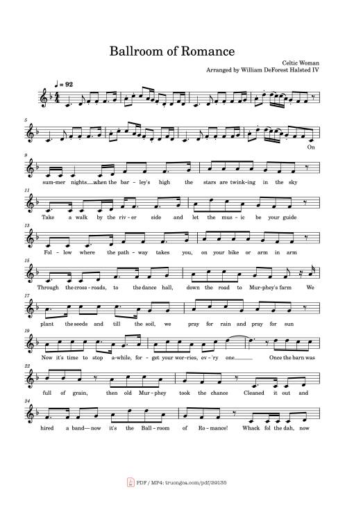 Sheet Music PDF for Ballroom of Romance Piano