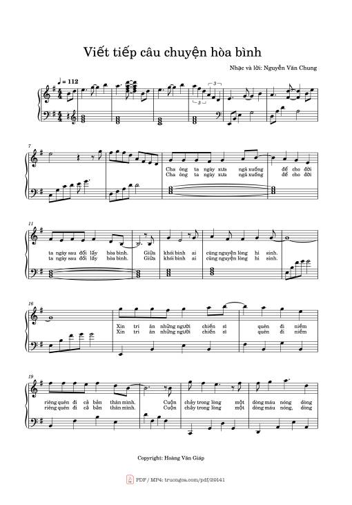 Sheet Music PDF for Viết tiếp câu chuyện hòa bình Piano