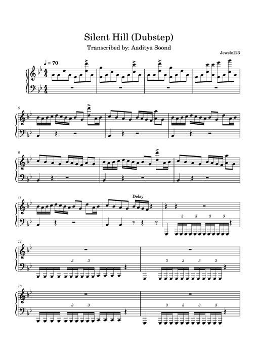 Sheet Music PDF for Silent Hill (Dubstep) Piano