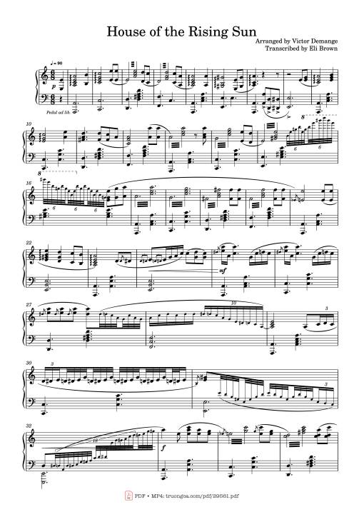 Sheet Music PDF for House of the Rising Sun Piano