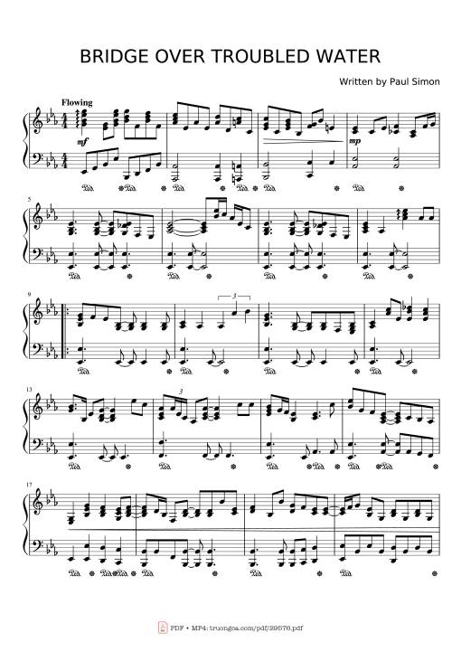 Sheet Music PDF for BRIDGE OVER TROUBLED WATER Piano