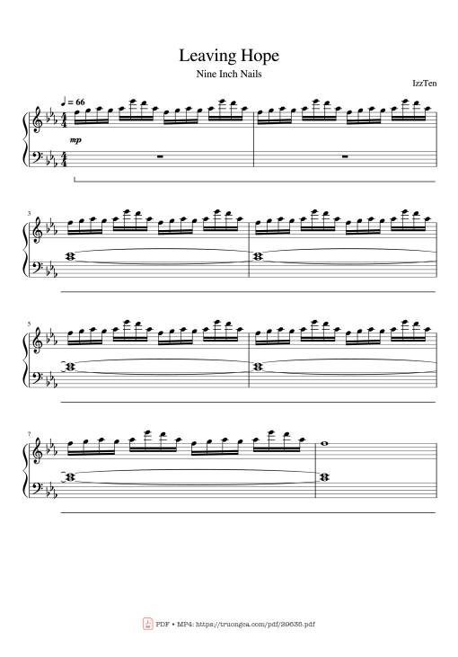 Sheet Music PDF for Leaving Hope Piano