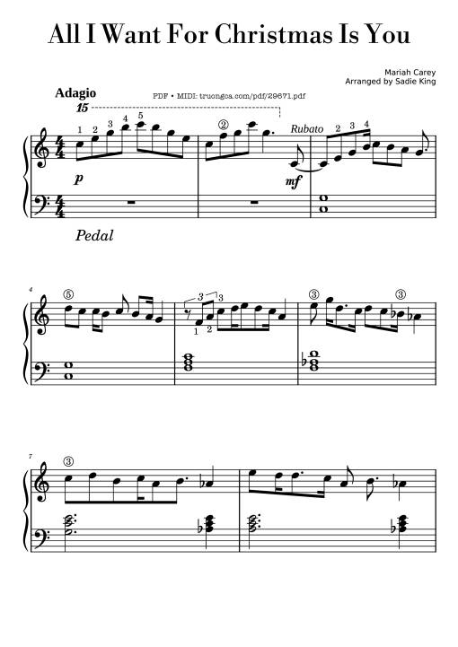 All I Want For Christmas Is You Piano Easy