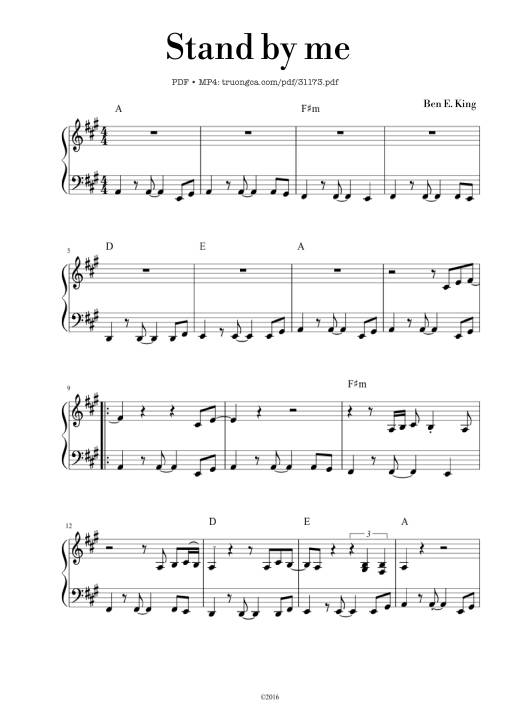 Sheet Music PDF for Stand by me Piano