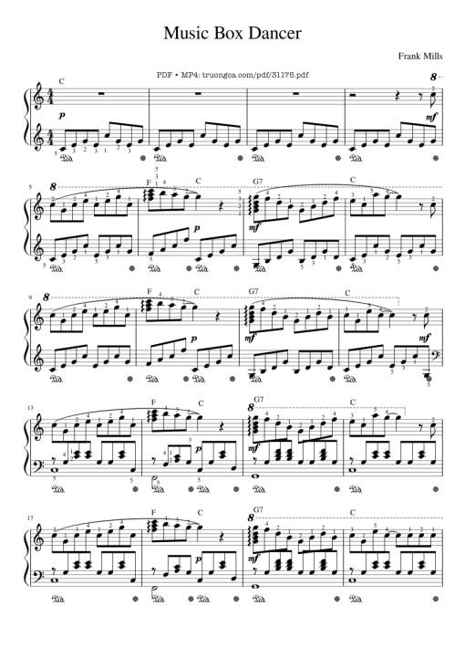 Sheet Music PDF for Music Box Dancer Piano
