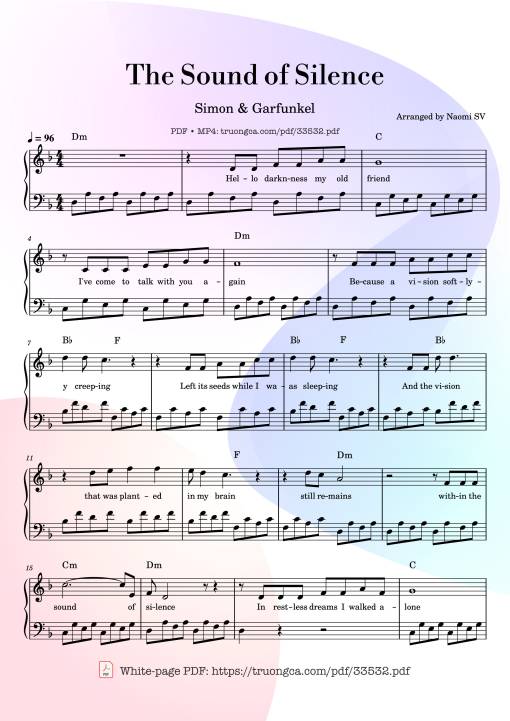 Sheet Music PDF for The Sound of Silence