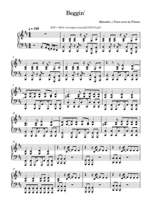 Beggin Piano - Maneskin