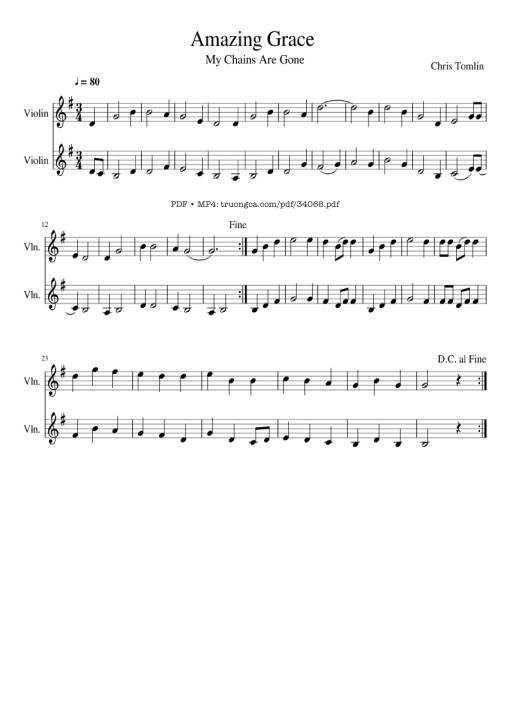 Sheet Music PDF for Amazing Grace Violin