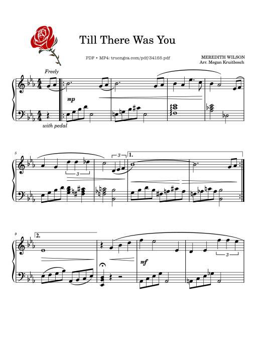 Sheet Music PDF for Till There Was You Piano
