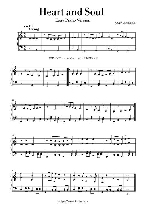 Heart and Soul Piano Easy