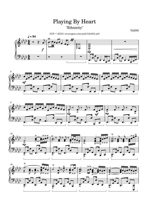 Sheet Music PDF for Playing By Heart Piano