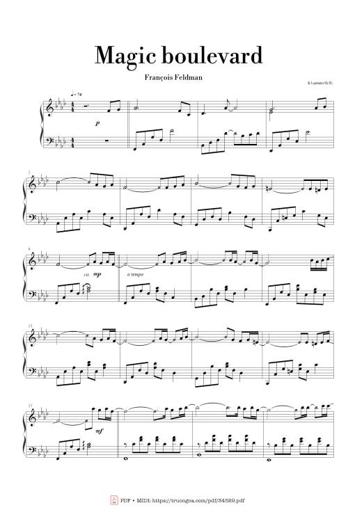 Sheet Music PDF for Magic boulevard Piano