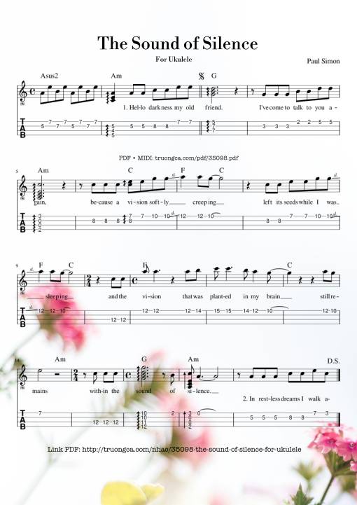 Sheet Music PDF for The Sound of Silence for Ukulele