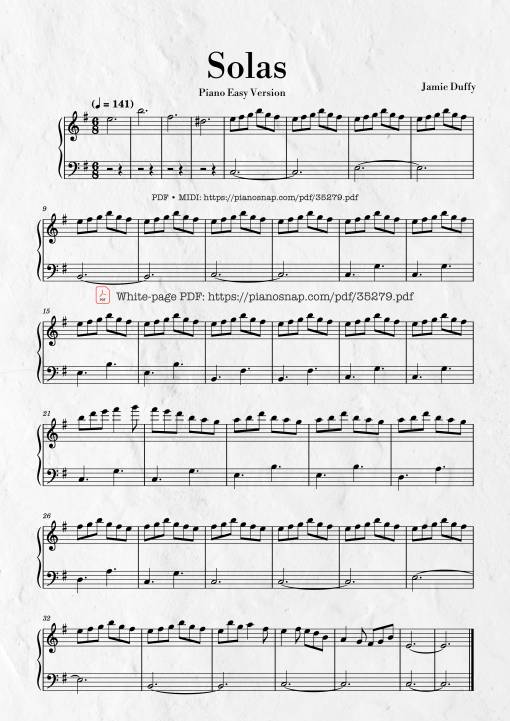 Solas - Jamie Duffy Piano EASY