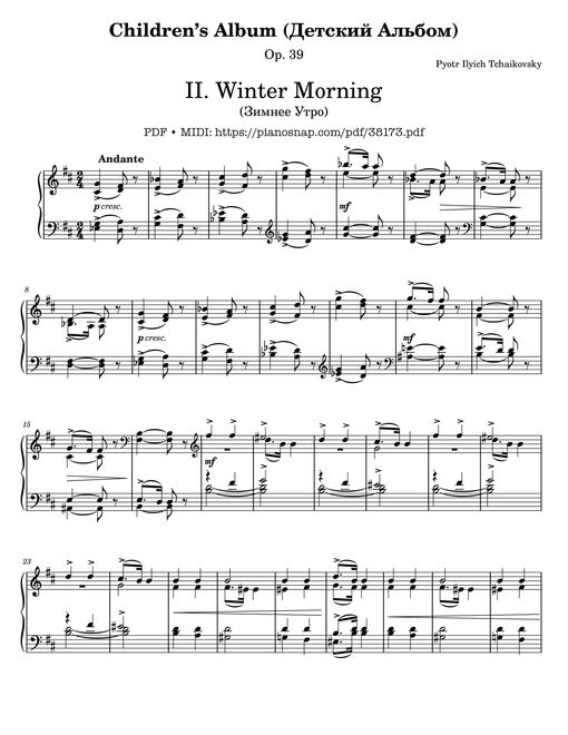 Winter Morning, Tchaikovsky, Album for the young