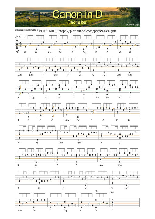 Canon in D - Guitar Tab
