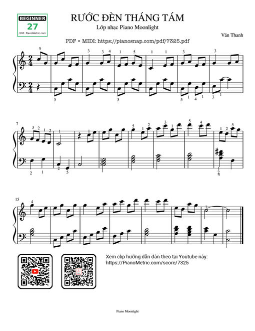 RƯỚC ĐÈN THÁNG TÁM Piano solo