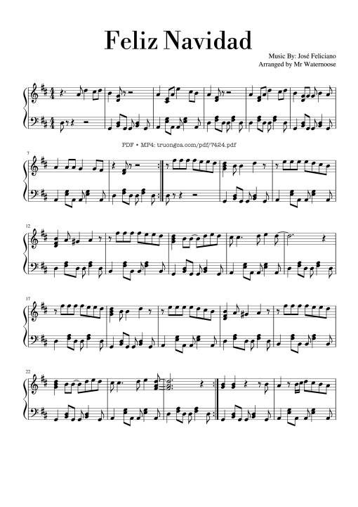 Feliz Navidad Piano Solo